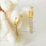 Boucle d'oreille semi longue en plaqué or 18k