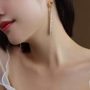 Boucle d'oreille longue en plaqué or 18k