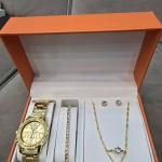 Ensemble Élégance Femme – Montre, Chaîne, Boucles d'oreilles et Bracelet